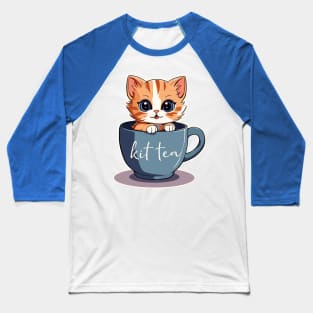 Cute cartoon kitten in a cup, kit tea Baseball T-Shirt